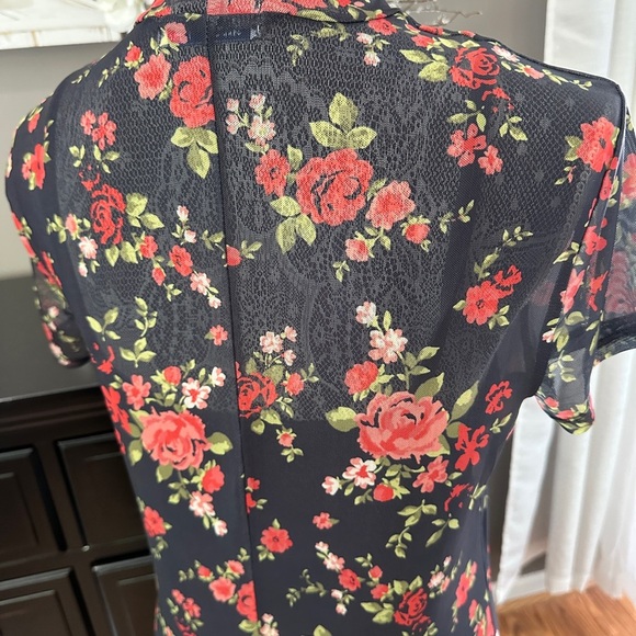 Arizona Jean Co Floral Mesh Mini Dress Size Large Gothic Y2K Grunge Vibes - Picture 11 of 16